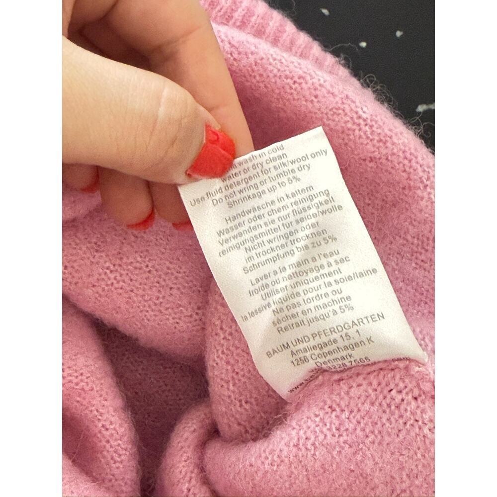 Baum Und Pferdgarten Pink Alpaca Wool Blend Coline Cropped Puff Sleeve Sweater - Picture 9 of 9